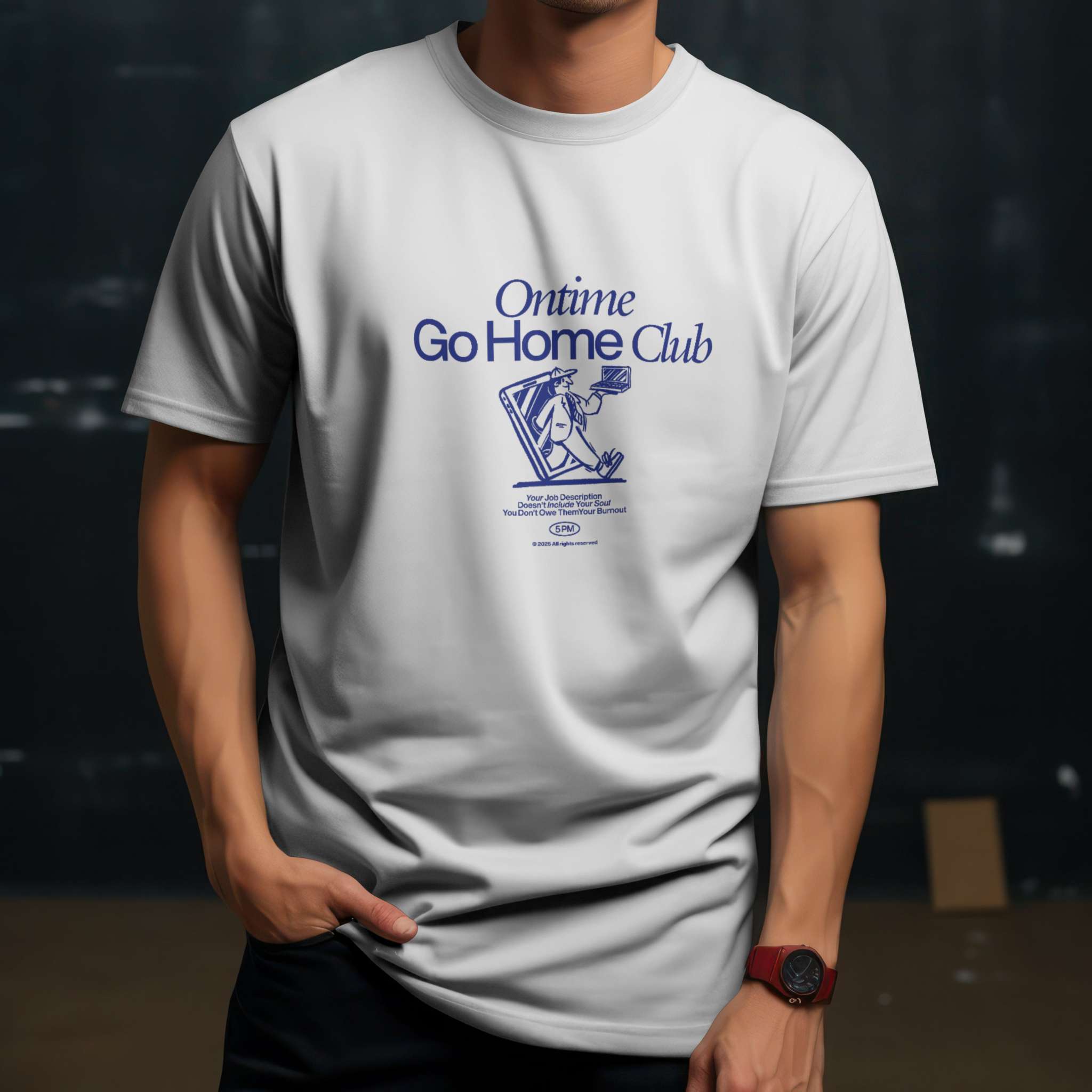 Unisex Ontime Go Home Club – Organic Cotton Workplace Wellness T‑Shirt