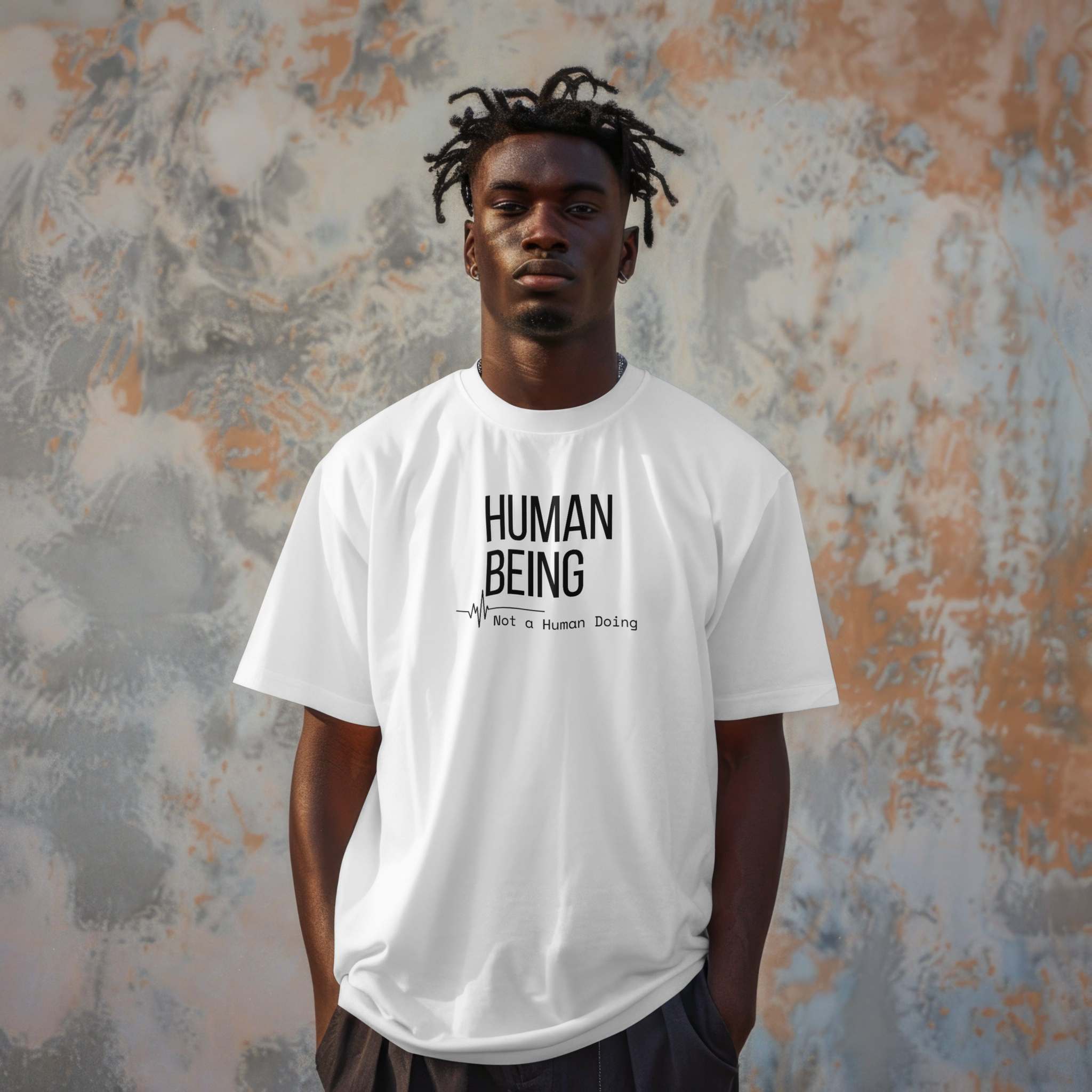Mens Premium Organic Cotton Unisex Statement T-Shirt | Human Being Not a Human Doing